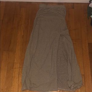 Stripped maxi skirt with slit on left side